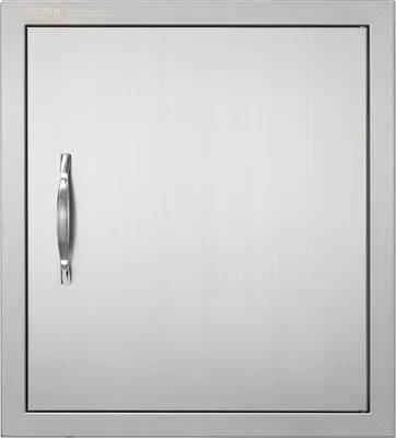 Productafbeelding van Grilldeur, 457 x 508 mm, losse buitendeur voor keuken, vlak in te bouwen roestvrijstalen deur, verticale wanddeur met handgreep en haak, geschikt voor grill-eiland, grillstation, buitenkast