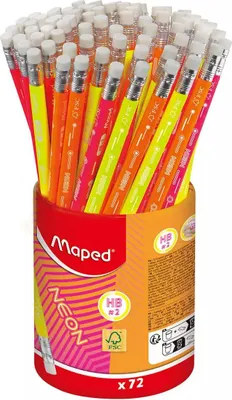Produktbild von Maped Bleistift NEON mit Radierer HB 72er Köcher