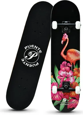 Produktbild von Vierrad-Skateboard Double Rocker Printed Skate Board für Anfänger Flamingo
