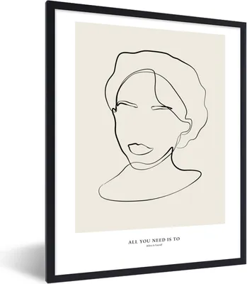 Produktbild von MuchoWow® Gerahmtes Poster Text - Zitate - Strichzeichnungen - Frauen 60x80 cm - Poster mit Schwarzem Bilderrahmen Wandposter Rahmen Foto Bilder - Premium - Wanddeko Wohnzimmer