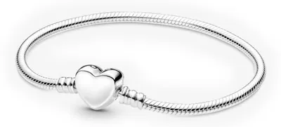 Produktbild von PANDORA Moments gravierbarer Herz-Verschluss Schlangen-Gliederarmband 599206C00
