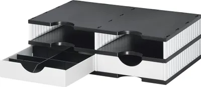 Obrázek produktu pro styro Sortierstation doc duo 4 Fächer schwarz/weiß 61000700