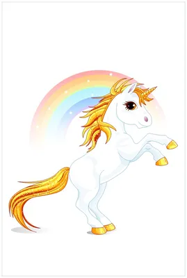 Produktbild von Wallario Premium Glasbild, freischwebende Optik, kräftige Farben, Größe 90 x 60 cm Motiv Weißes Einhorn vor einem Regenbogen