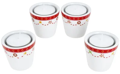 Produktbild von 4x Teelichthalter Weihnachtstraum H 5,1cm Stabkerzen Kerzenständer Weihnachten