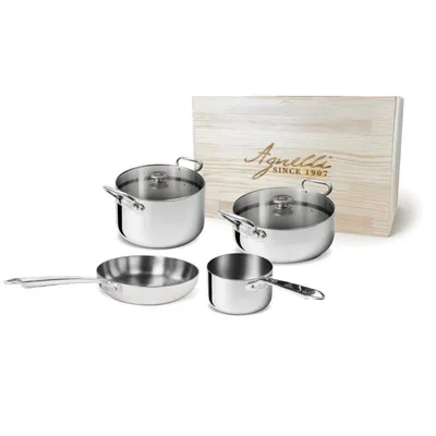 Image de Agnelli - Set de 6 ustensiles de cuisine - acier à 5 couches avec boîte en bois