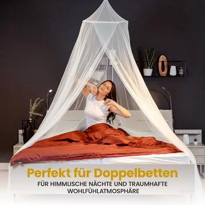 Produktbild von Famanu Baldachin für Doppelbett - Gemütlich und Stilvoll - Ideal für Kinder- und Schlafzimmer - Inklusive Moskitonetz
