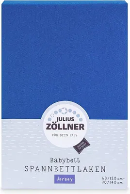 Produktbild von Unyqoos® Julius Zöllner Jersey‑Spannbettlaken für Kinderbett, 100% Baumwolle, , elastischer Rundumgummi, waschbar 60°C, 60x120 / 70x140 cm, blau