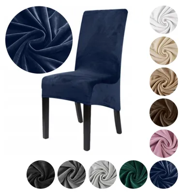 Produktbild von MEBLE ODNOWA, Stuhlbezug für schräge Stühle, Größe XXL, Samtbezug, Navyblau, Schonbezug, Elastischer, Samt, Velours, Maschinenwaschbar