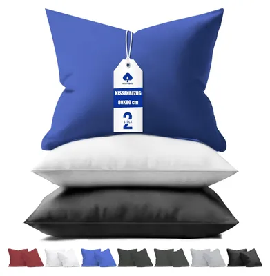 Image de Taie d'oreiller microfibre - Set de 2 - Noir - 40 x 40 cm - Fermeture éclair cachée