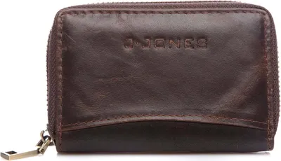Produktbild von J Jones Herren-Kartenetui aus Echtleder mit Reißverschluss 16 Kartenfächern Dunkelbraun