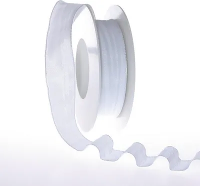 Produktbild von Taftband mit Drahtkante - Weiss - schmal - Geschenkband - Dekoband - Schleifenband - ca. 25 mm Breite - 25 m Länge - 3330-25-25-1