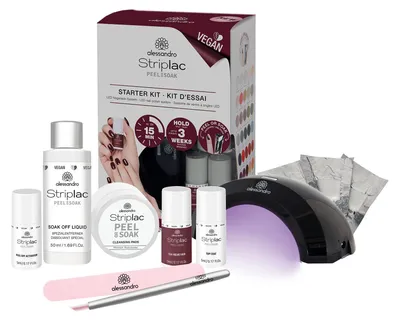 Productafbeelding van Alessandro Striplac Peel-off Starter Set, Nagellak, Topcoat, Kleur, Rood, 5 ml, 9 stuks, Fles