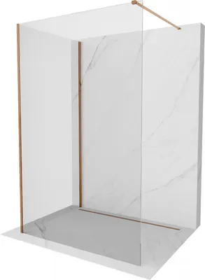 Produktbild von Mexen Kioto Duschwand Walk-in 100 x 95 cm, transparent, roségold - 800-100-212-60-00-095