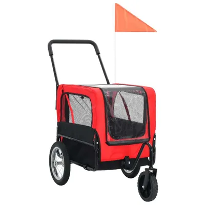 Immagine prodotto di rimorchio bici 2 in 1 per cani e passeggino rosso e nero