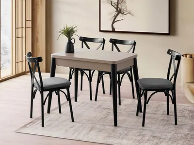 Image de Skye Decor, Dolunay - 1285, table à manger, moka clair, 100 x 75 x 60 cm