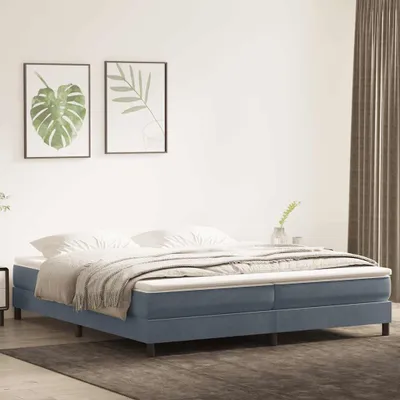 Zdjęcie produktu dla Maison Exclusive - Łóżko typu Box Spring z materacem Ciemnoszary 180x220cm Aksamit