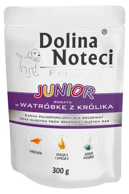 Zdjęcie produktu dla Dolina Noteci 5902921301189, Junior, Każda rasa, Gigant (> 45 kg), Maxi (26 - 44 kg), Średnie (11 - 25 kg), Wątróbka, Królik, 300 g