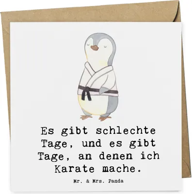 Produktbild von Mr. & Mrs. Panda Deluxe Karte Pinguin Karate - Weiß - Geschenk, Selbstverteidigung, faltkarte, anlasskarte, Grußkarte, Verein, Kampfsportart, Glückwunschkarte, Kampfkunst