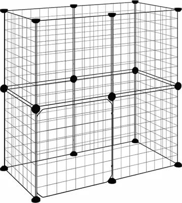 Obrázek produktu pro vidaXL 12dílná klec pro domácí mazlíčky s dvířky černá 35x35 cm ocelová