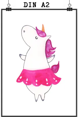 Produktbild von Mr. & Mrs. Panda Bild Einhorn Ballerina DIN A2 - Weiß - Geschenk, Party, Wandbild, Geburtstag, Feiern, Einhörner, Wohnung, Unicorn, wanddeko, Plakat, drucke, Kunstdruck