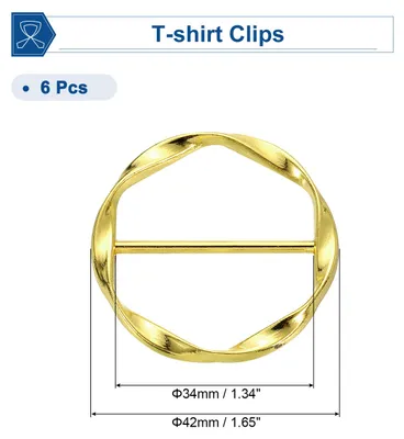 Produktbild von 6 Stš¹ck T-Shirt Clips, 34mm(1-5/16") Runder Metall Seidenschal Ring Clip, Kleidung Knoten Schnalle Ring Wrap Halter fš¹r Damen Schal, Lockeres T-Shirt, Golden