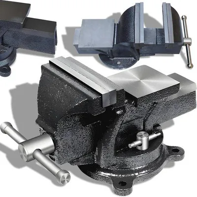 Produktbild von Famanu Tischschraubstock 125 mm Spannweite - Hochwertiger drehbarer Werkbankzubehör