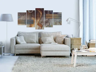 Produktbild von Akustikbild Abstrakt 200x100 cm Bilder Akustikschaum Hochleistungsschallabsorber Schallschutz Leinwand 5 tlg Wandbild Raumakustik Schalldämmung a-A-0266-b-o