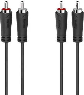 Produktbild von Hama 00205258, 2 x RCA, Stecker, 2 x RCA, Stecker, 3 m, Schwarz