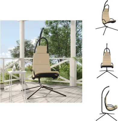 Image de vidaXL Chaise de jardin suspendue avec coussin Crème Tissu Oxford et acier - Balançoires de jardin