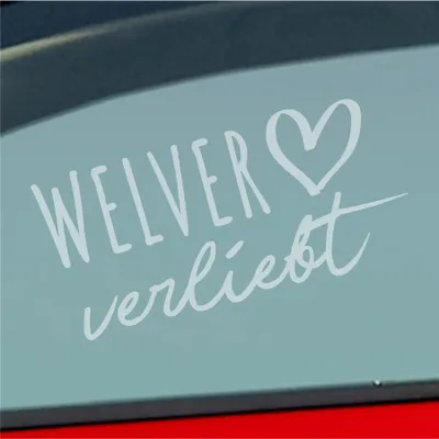 Produktbild von Auto Aufkleber Welver verliebt Herz Gemeinde Liebe Car 19x9 cm Milchglas Sticker Heckscheibenaufkleber