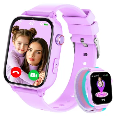 Produktbild von Smartwatch Kinder mit GPS und Telefon 4G Kinderuhr mit Videoanruf Lila