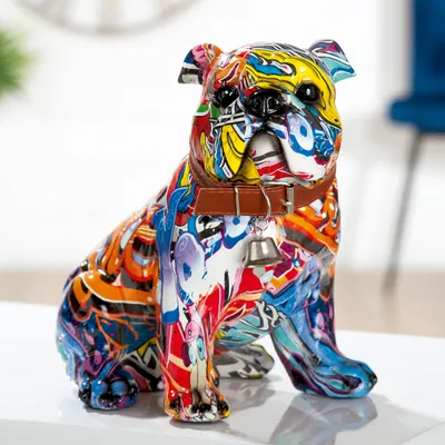 Obrázek produktu pro Polyresin, Mops "Pop Art", sedící, s obojkem, 22x23cm, Gilde