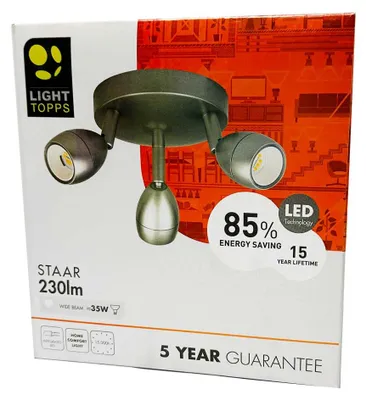 Image de Plafonnier LED Light Topps Staar Ø 12,5 cm, 3 x 3,8 W, 690 lm, blanc chaud 3000 K, orientable