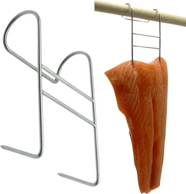 Produktbild von Speck-Räucherhaken 13cm x 5 - Räucherhaken aus Edelstahl, Fleischhaken, Raucherhaken für Speck