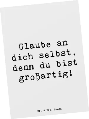 Produktbild von Mr. & Mrs. Panda Grußkarte Spruch Selbstvertrauen stärken - Weiß - Geschenk, Inspiration, Trost, Postkarte, Postkarten, Ansichtskarten, Glaube an dich selbst, Selbstliebe