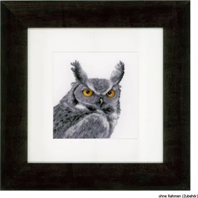 Image de Kit de point de croix Vervaco Hibou gris
