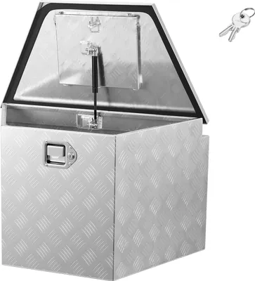 Immagine prodotto di VEVOR Cassetta da timone Truckbox 737 x 410 x 457 mm in alluminio, cassetta porta attrezzi con capacità di carico di 50 kg, dotata di serratura e chiavi, cassetta da rimorchio per pianali di pick-up, camper, SUV e fuoristrada, argento