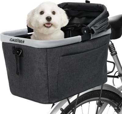Produktbild von Hundekorb Fahrrad Vorne bis 12kg | Kratzfestes Nylo-Sitzkissen | Sicherer & Robuster Lenkerkorb für Hunde