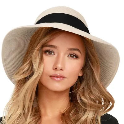 Immagine prodotto di Cappello da sole da donna, protezione UV, cappello da spiaggia pieghevole, cappello estivo, protezione UPF 50+, color beige, taglia M-L