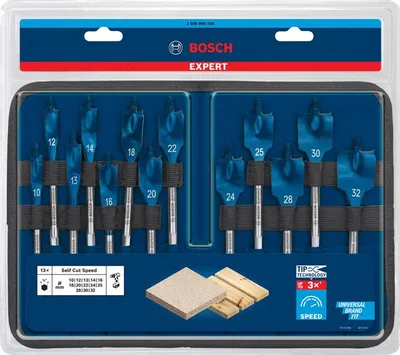 Produktbild von EXPERT Self Cut Speed Flachfräsbohrer Set, 10-32mm, 13-tlg.