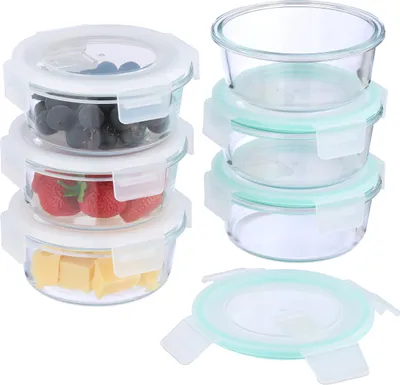 Immagine prodotto di Contenitori in vetro Relaxdays con coperchio, set da 6, 400 ml, contenitori per alimenti, coperchio in plastica, ermetici, barattolo in vetro, trasparente