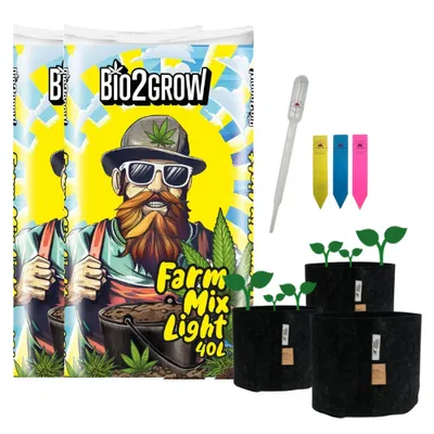 Obrázok produktu pre Súprava rastlín so zeminou 2x 40L Farm Mix Light a 3 textilné kvetináče 16L