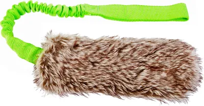 Produktbild von Dingo Hundespielzeug aus Kunstfell + Bungee-Griff und Quietsche, 55cm