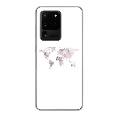 Produktbild von MuchoWow® Handyhülle Schutzhülle Hülle für Samsung Galaxy S20 Ultra Weltkarte - Marmor - Grau Silikon Softcase Handy Hülle - Karteninhaber