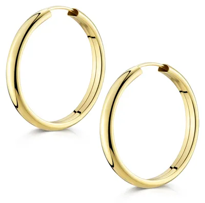 Immagine prodotto di Orecchini a cerchio da donna Materia argento 925 placcato oro 4 mm di larghezza 30 mm di diametro SO-81