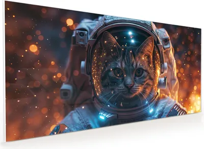 Produktbild von Küchenrückwand Spritzschutz Glas mit Motiv Katze im Raumanzug 40 x 40 cm