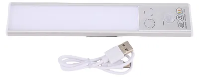 Immagine prodotto di Lampada a LED da incasso, ricaricabile e con sensore di movimento, ideale per l'illuminazione di armadietti e cucine domestiche, con 3 temperature di colore regolabili, lunghezza 30 cm, colore argento