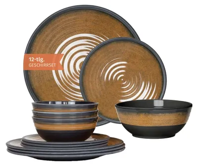 Obrázek produktu pro 12dílná melaminová kempingová sada pro 4 osoby - design Stone Curry