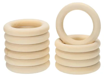Image de Anneaux en bois pour travaux manuels - Diamètre de 60 mm - 20 pièces en bois naturel, non vernis, pour le macramé et la fabrication de bijoux