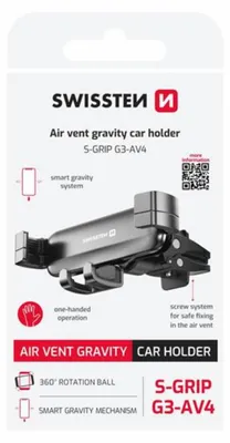 Produktbild von Swissten, Auto Halterung Smartphone Lüftungsgitter Gravity Lock 360°, Schwarz